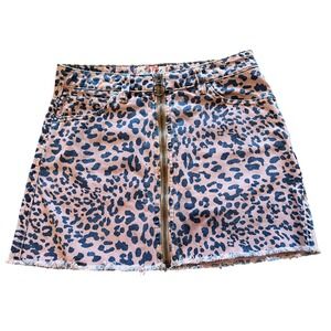 We The Free‎ Leopard Print Denim Mini Skirt Size 27